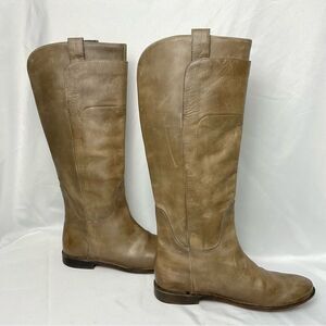 Frye Paige Riding Boots Leather Taupe Sz 9.5 Tall